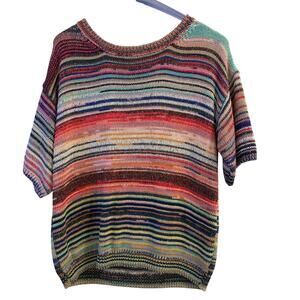 by Anthropologie Size XS Runs BIG Bianca Sweater Tee Oversized Rainbow
